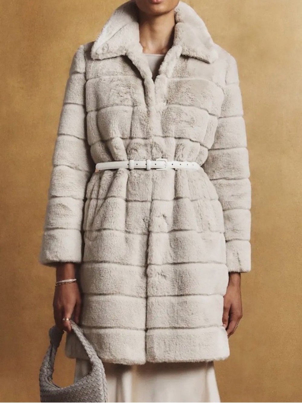 NWT - Luxury Faux Fur Cream Coat - Quince - XS